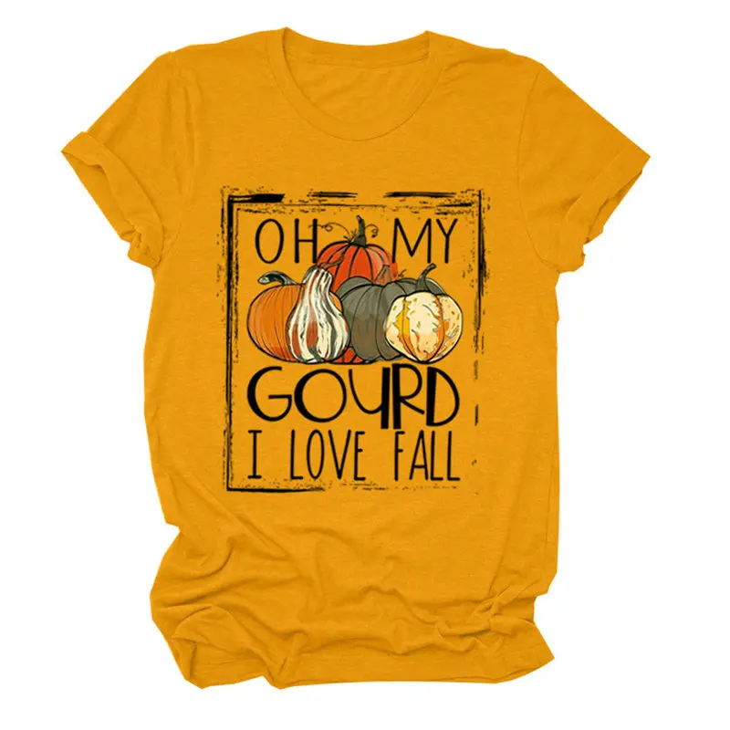 

Women I Love Fall Thanksgiving Pumpkin Tee Crew Neck Casual Summer Letters Hipster Slogan Ladies Top Trendy T-Shirt