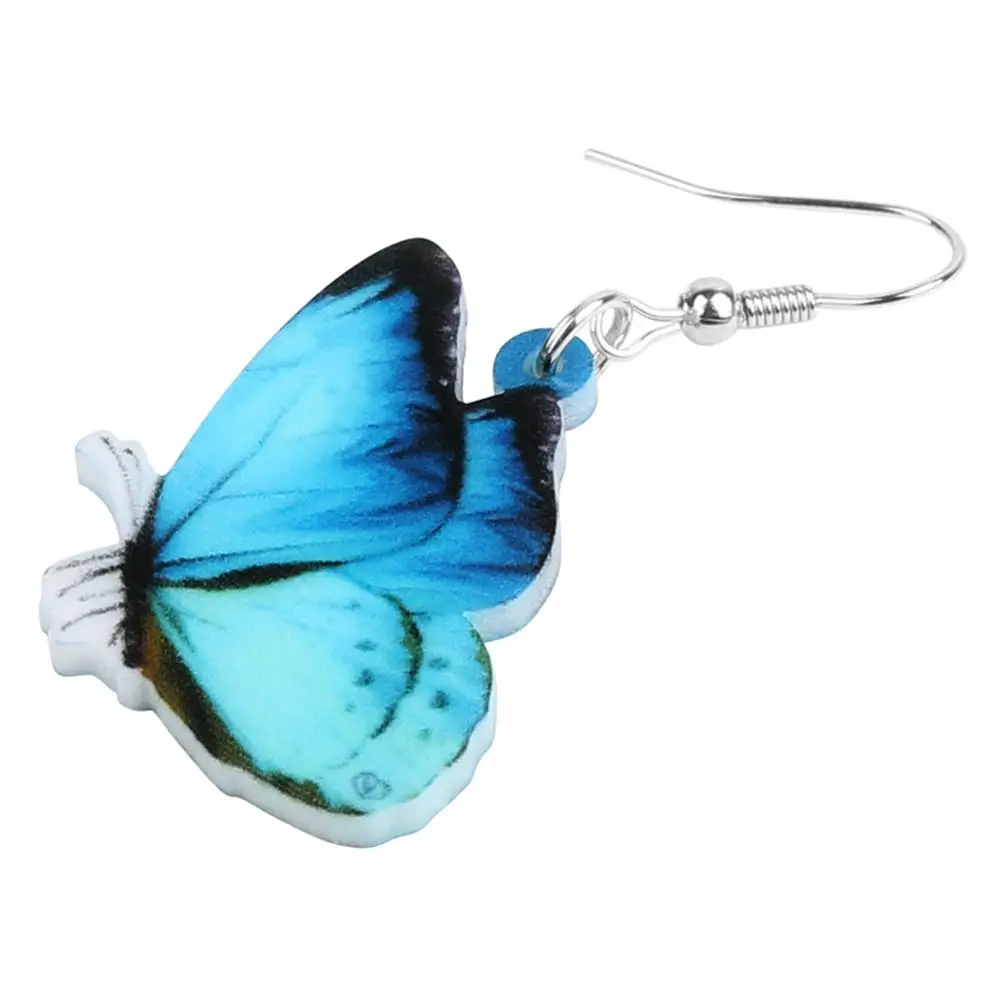 ARWA Акриловые Синие Морфо Бабочка Насекомое серьги Большая печать подвеска в виде