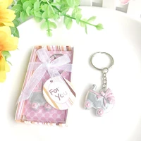 10pcslot pinkblue baby carriage design key chains birth christening gift keychain favor baby shower favors souvenir
