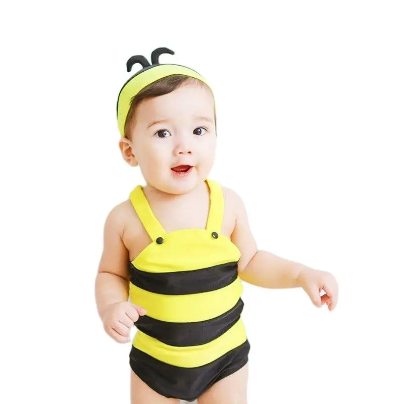 Милый детский купальник с маленькой Пчелкой и шапочкой для малышей мальчиков