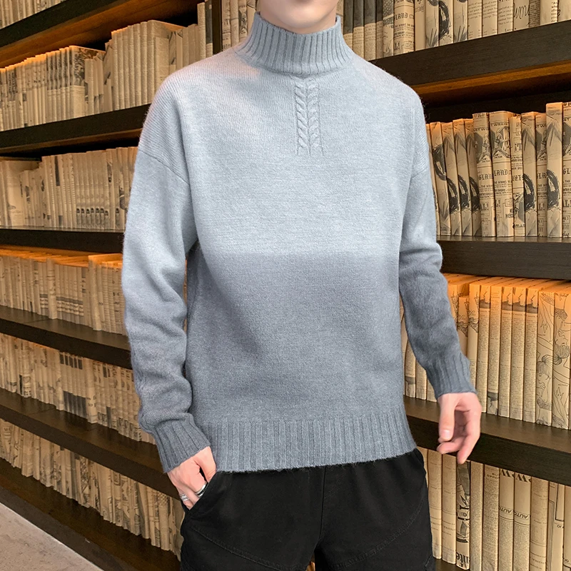 

New Sweaters Men Turtleneck Pullovers Mens Patchwork Turtle Neck Sweaters Male Jumper Fashion Warm Tie-dye Knit Sweter