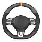 Чехол рулевого колеса автомобиля мягкая черная натуральная кожа замша для Volkswagen Golf 6 GTI MK6 VW Polo GTI Scirocco R Passat
