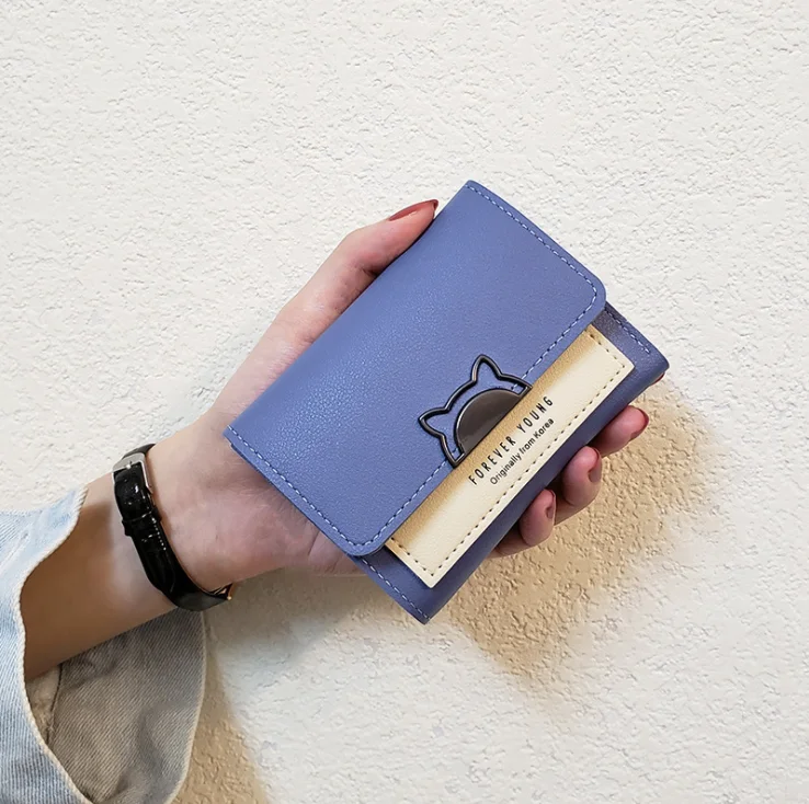 

Women Cute Wallets Short Leather Wallet Student Coin Mini Purse Card Holder Ladies Clutch Bag Cat Small Female Purse #15