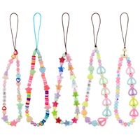 new resin hollow love mobile phone chain rainbow five pointed star amore mens and womens spring and summer mobile phone strap