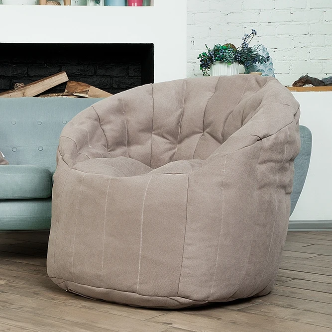 Кресло бескаркасное Порту для гостинной дачи дома Delicatex цвет какао микрошеннил