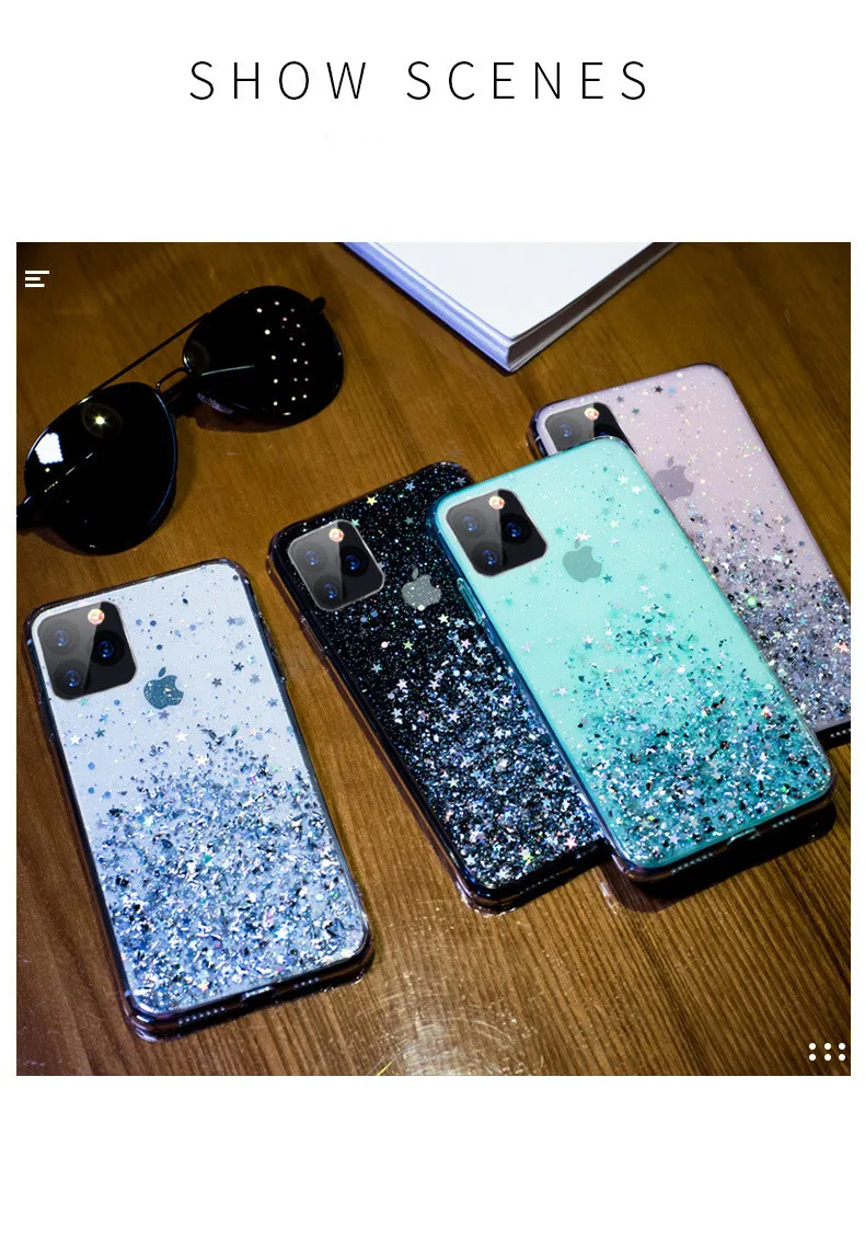 Роскошный блестящий чехол для телефона iPhone 11 Pro X XS Max XR, мягкий силиконовый чехол для iPhone 7 8 6 6S Plus, прозрачные чехлы