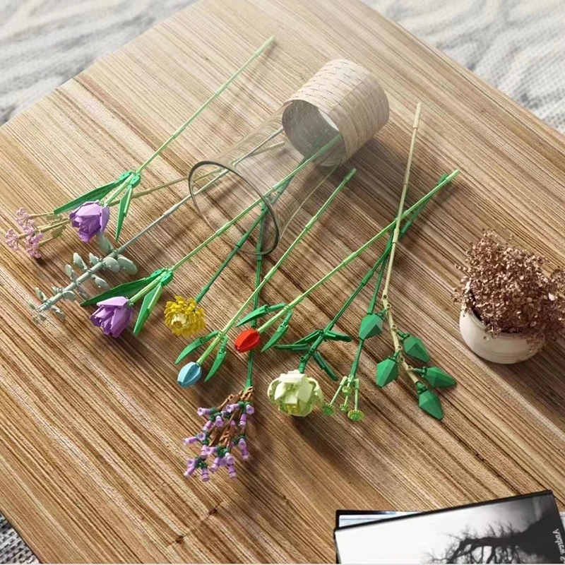 

1237pcs Moc Bouquet Rose Tulip Flowers Model Building Blocks Romantic Home Decoration Diy Assembly Bricks Kids Toys Girl Gift