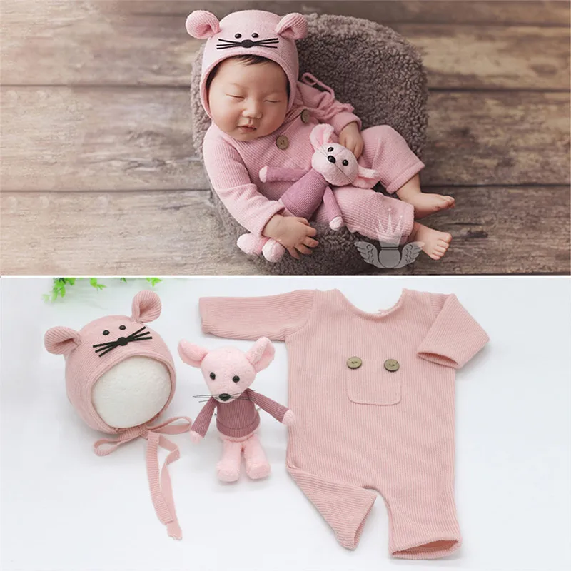 Conjunto de 3 unids/set de trajes de punto hechos a mano para beb&eacute;, accesorios de fotograf&iacute;a para beb&eacute;, ropa de fotograf&iacute;a para reci&eacute;n nacido-4