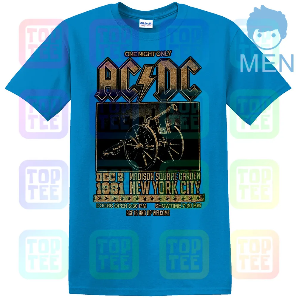 MEN-ROYAL BLUE Официальный AC/DC Футболка Мэдисон Сквер Гарденс для тех, кто о рок Тур 1981 - Цвет: MEN-ROYAL BLUE