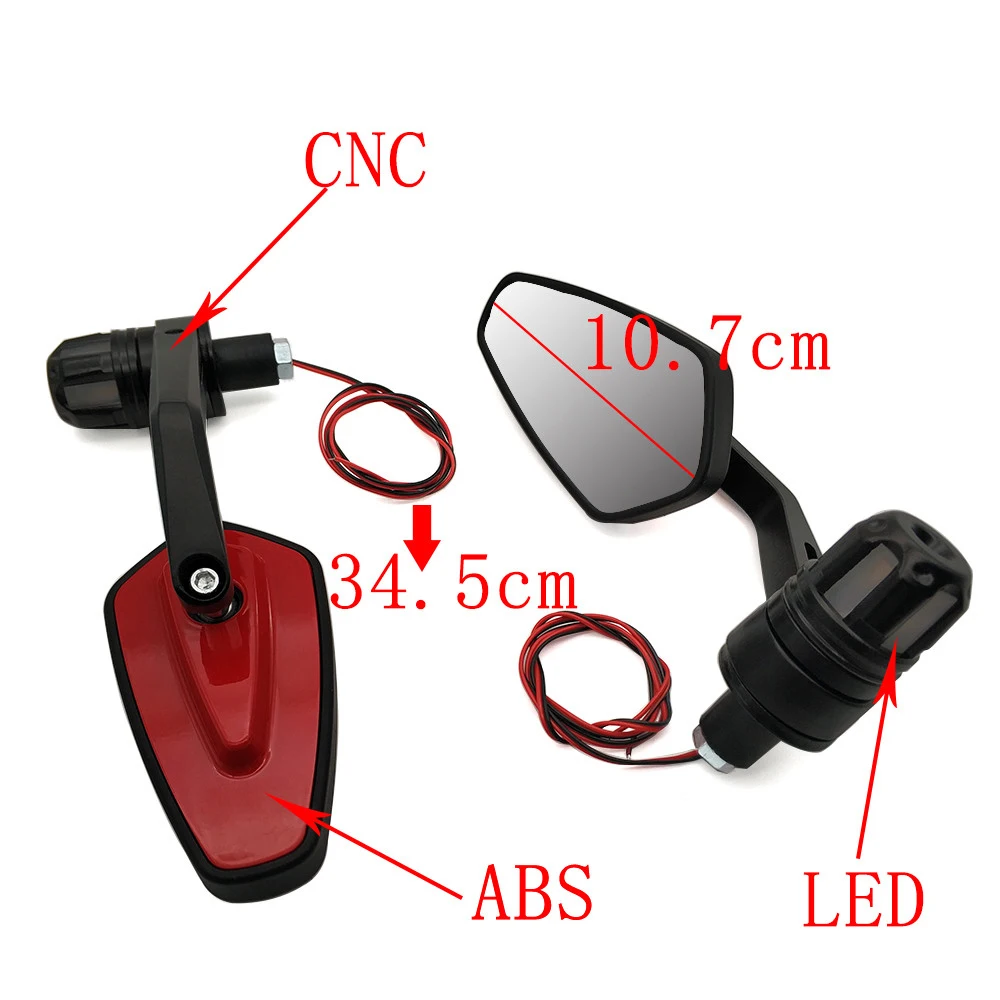 Боковое зеркало для мотоцикла светодиодная ручка торцевые зеркала указатель