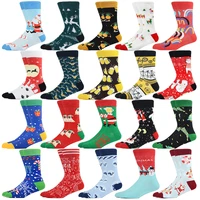 christmas womens socks new year mens crew socks harajuku funny cartoon santa claus biscuits art color matching printing socks