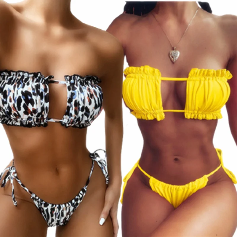 

Summer Leopard Bikinis Set for Women Sexy Leopard Swimsuit Brazilian Biquinis Beach Swimwear Feamle Bathing Suits 2021NEW