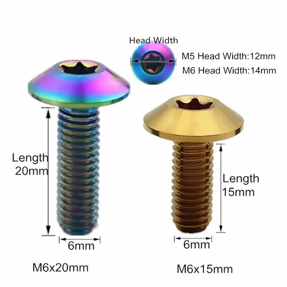 6 шт. титановые болты Torx класс 5 винт с головкой зонтика Ti-болт M5 x 15 M6x12 M6x15 M6x20 для