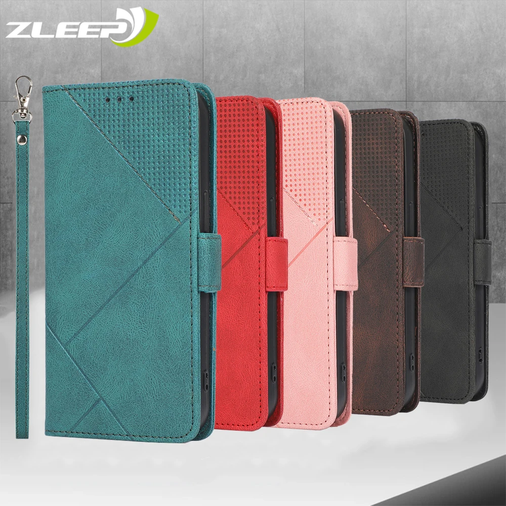 

Skin-Feeling Rhombus Flip Card Slots Leather Case For Huawei P40 P30 P20 Pro Lite Business Wallet Stand Shockproof Phone Cover