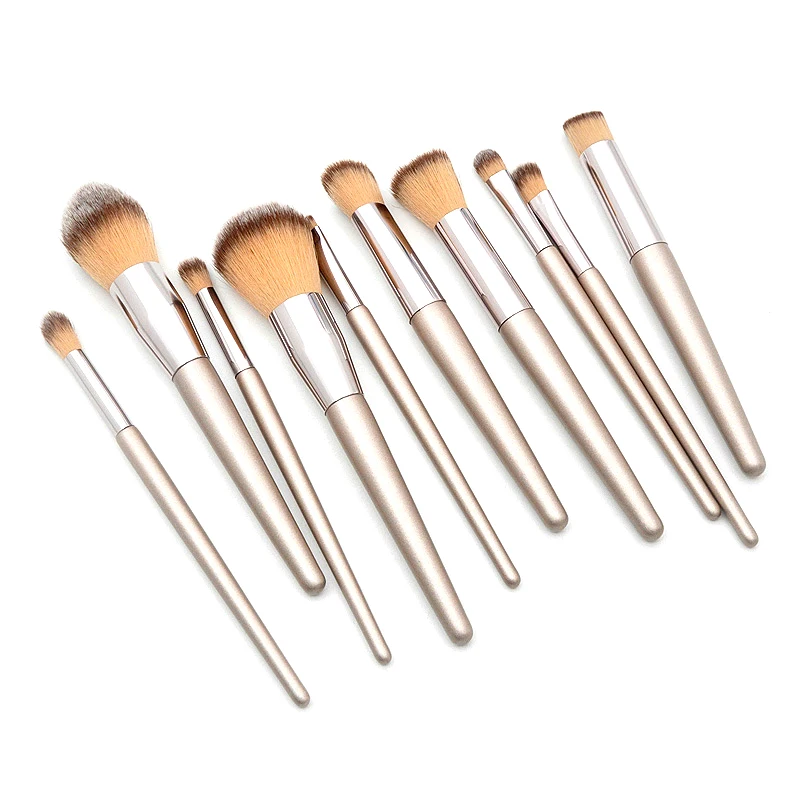 10 штук шампанского золота коническая деревянная ручка набор кистей для макияжа