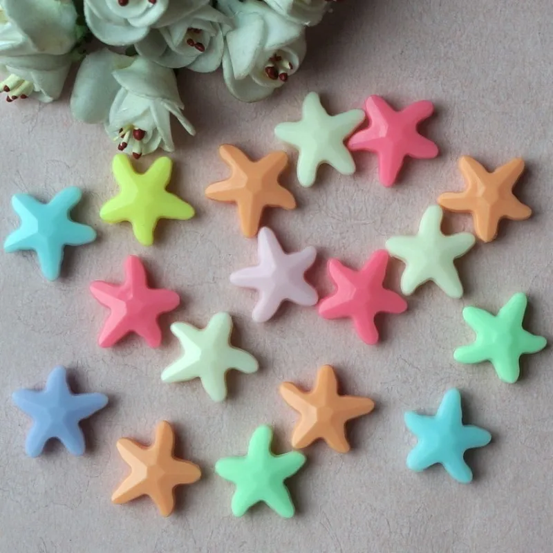 

20Pcs/Lot 20mm Colorful Acrylic Transverse Hole Starfish Shape Beads For Jewelry Making DIY Bracelet Necklace Accessories