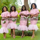 Светильник-розовая накидка, платье подружки невесты, изысканная аппликация, длиной до середины икры, Африканское платье для выпускного вечера, Свадебная вечеринка, официальное