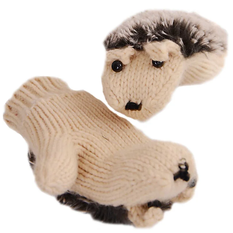 Перчатки CHSDCSI с рисунком ежика для женщин прекрасная зимняя теплая пушистые