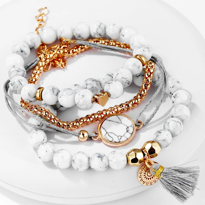 Смешанные полые сердца волна любовь кристалл круглые красивые браслеты с камнем