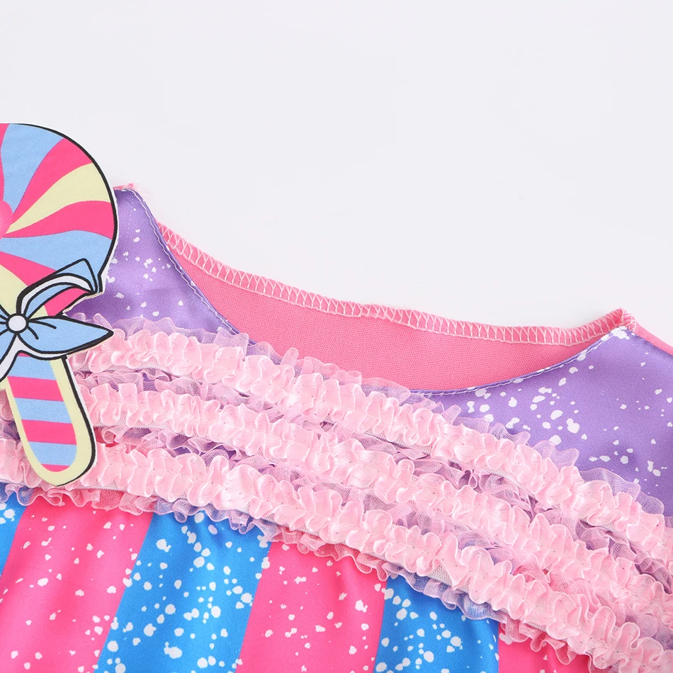 Girls Birthday Lollipop Fantasy Dress Children Carnival Rainbow Candy Costume Princess Party Frock The Festival of Purim