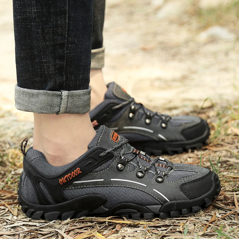 Мужская Осенняя Треккинговая обувь Уличная для походов с сетчатыми вставками
