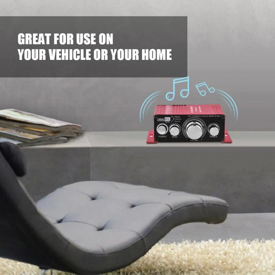 Трубный Усилитель Mini 12 В 2 канала Hi-Fi стерео бас аудио усилитель мощности цифровой