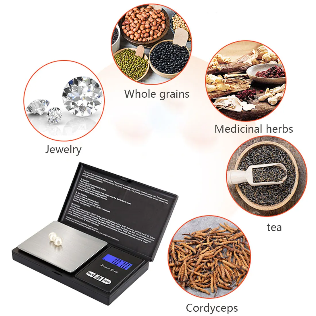 

Mini Kitchen Scale Jewelry Stainless Steel 0.01/0.1g Electronic Scale Digital Pocket Scale Gold Gram Balance Weight Scales