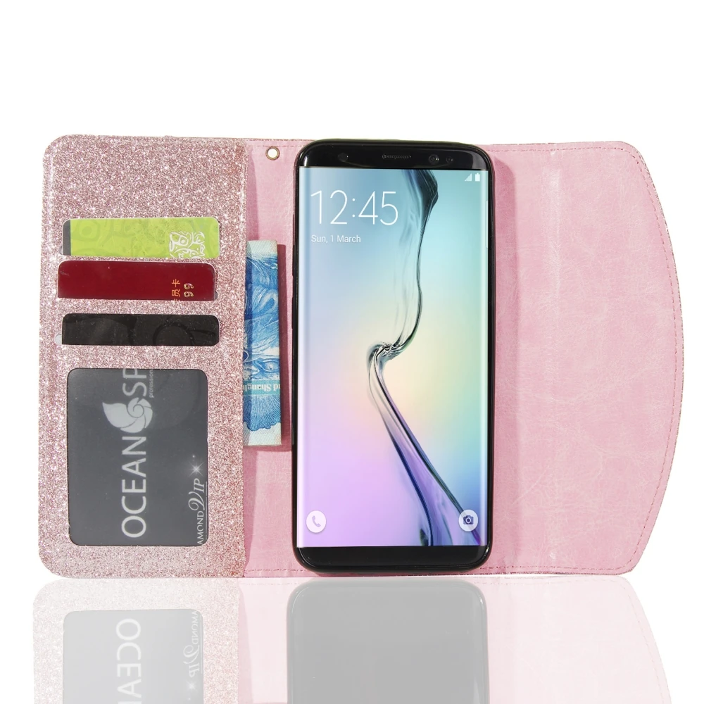 Роскошный чехол кошелек для Samsung S20 Ultra S8 Plus S10 S10E S7 Edge Note 10 блестящий с откидной