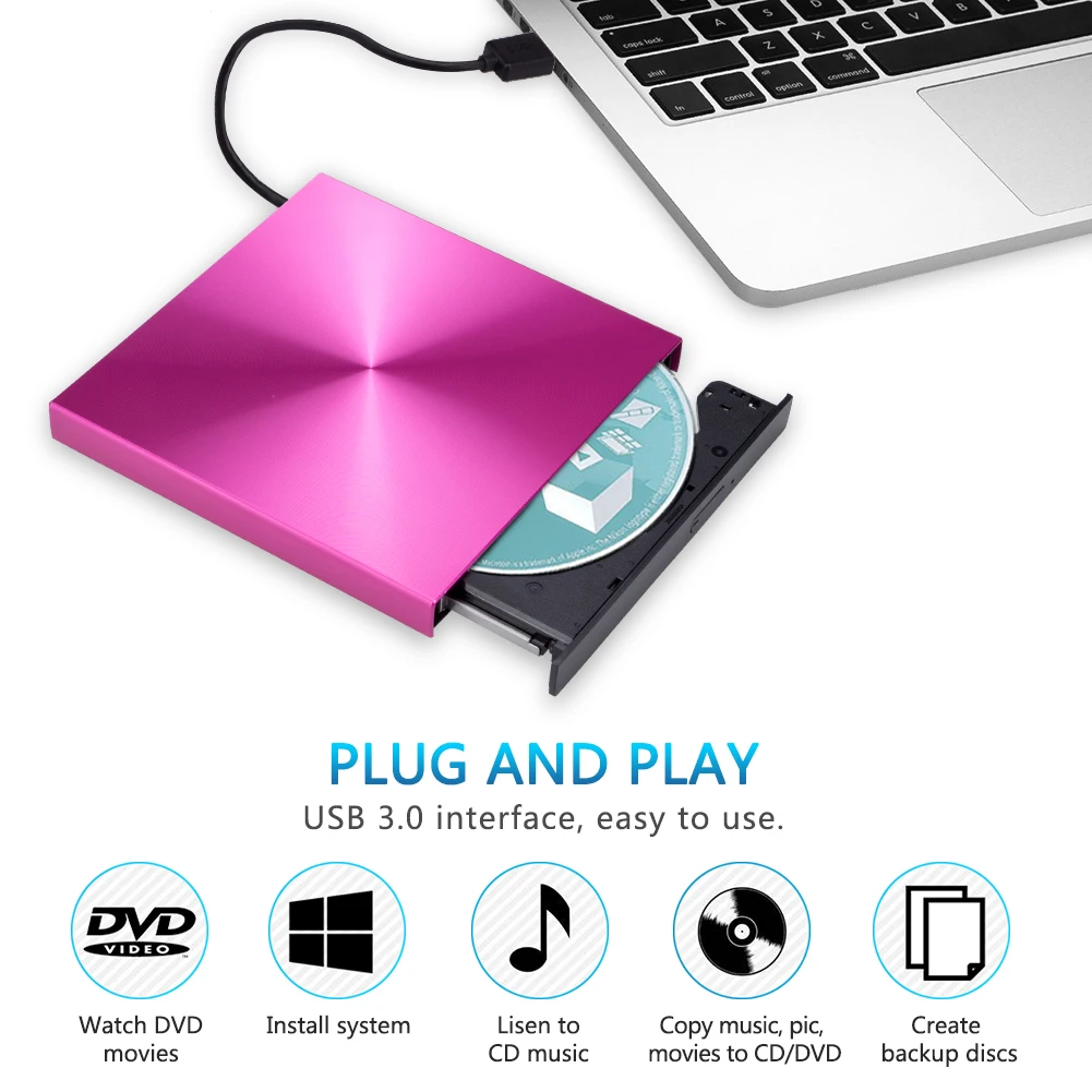 YiYaYo USB 3,0 алюминиевый сплав внешний DVD горелки писатель рекордер CD rom плеер портативный оптический привод для ноутбука ПК Macbook OS