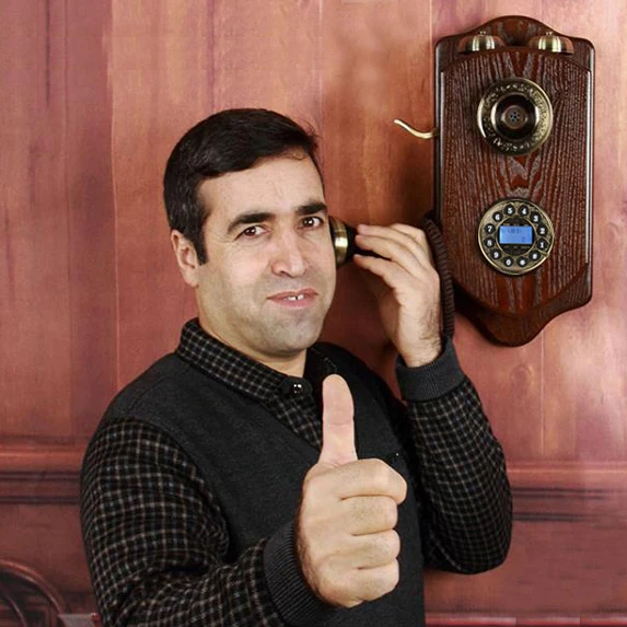 

Wall Mounted fixed Telephone retro Corded Phone Landline Antique For Home Hotel saloon parlour made of wood telefonos hang up