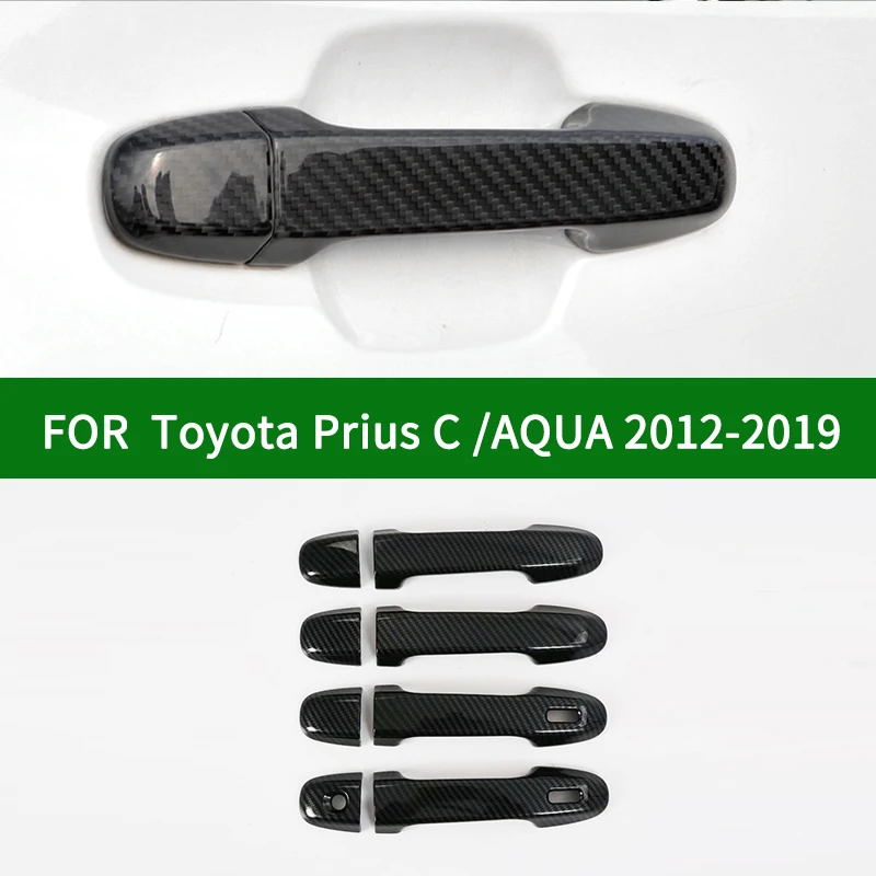 Для TOYOTA Prius C AQUA Hybrid 2012-2019 черное Углеволокно крышка ручки двери автомобиля Безель