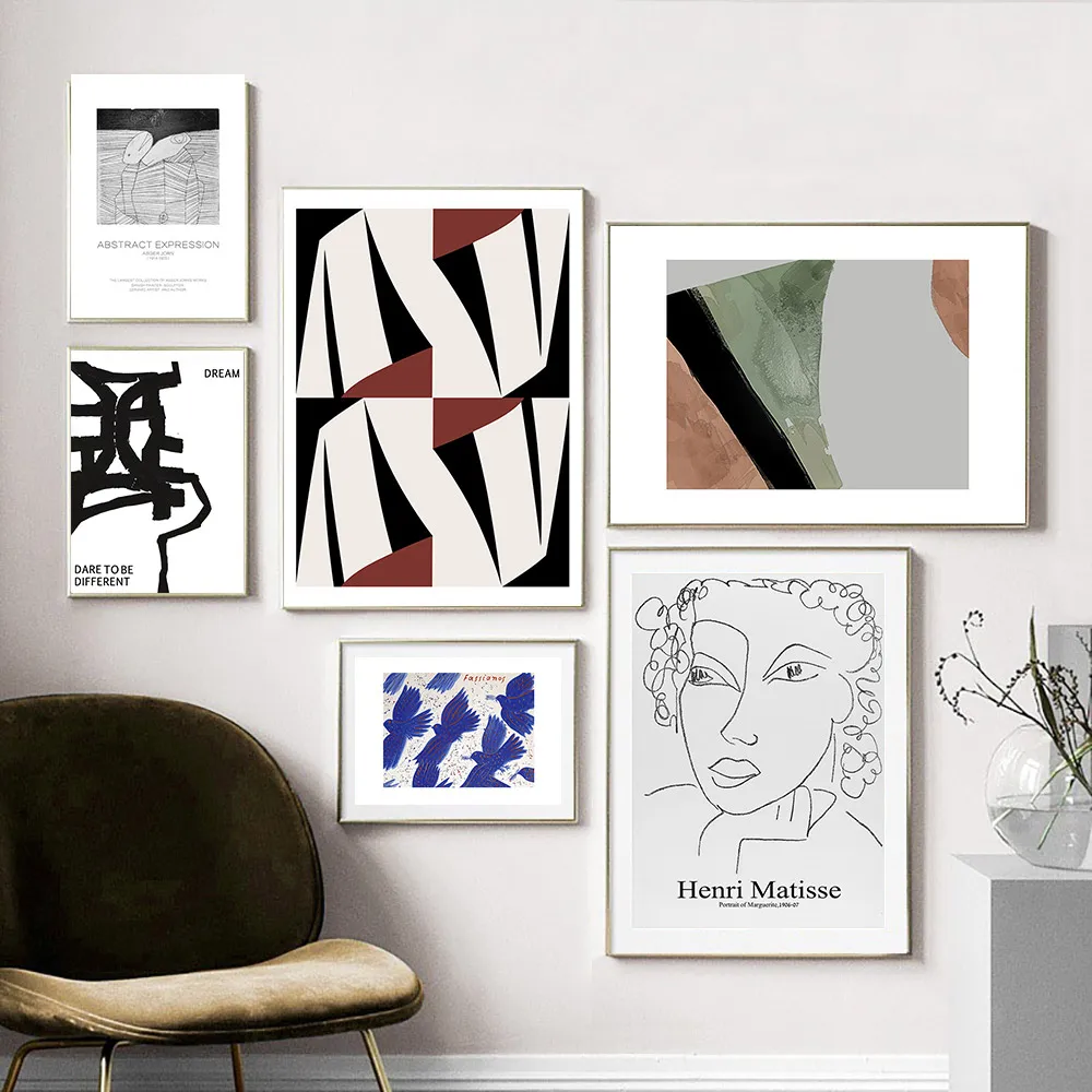 Абстрактная живопись Matisse линия эскизов ВИНТАЖНЫЙ ПЛАКАТ современное