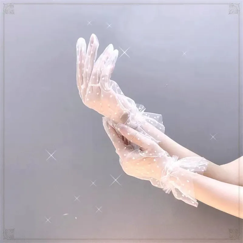 Женские кружевные короткие перчатки летние Mesh Gauze/Ультра тонкие для женщин в