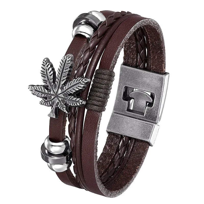 Новый стиль 2020 кожаный браслет на удачу в стиле ретро мужской многослойный