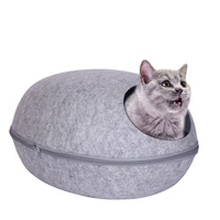 enclosed cat house round egg bed for pets with cover 2 in 1 absorbing cat hair warm and comfortable
