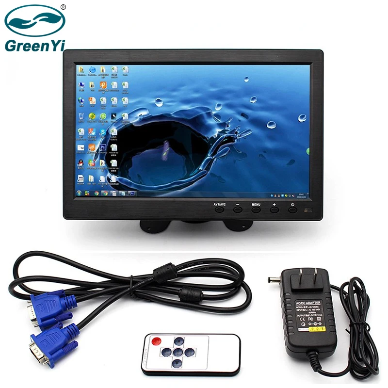 Автомобильный монитор GreenYi 10 1 дюйма 1024*600P HDMI VGA AV с совершенно новым экраном и