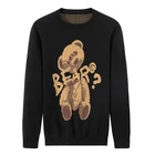 Мужской Свитер оверсайз Varsanol, трикотажные пуловеры из 100% хлопка с круглым вырезом и длинным рукавом, повседневная одежда с принтом медведя для зимы