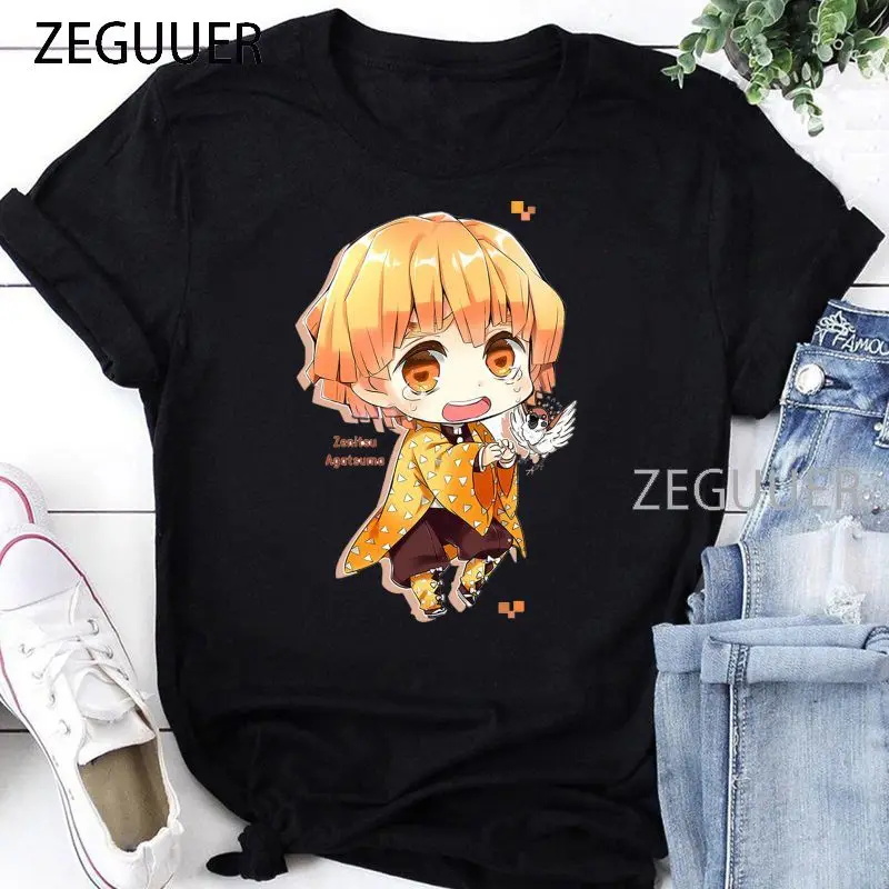 

Kimetsu No Yaiba новая футболка Harajuku Женская забавная футболка с коротким рукавом и графическим рисунком демона Slayer 90s черная футболка оверсайз