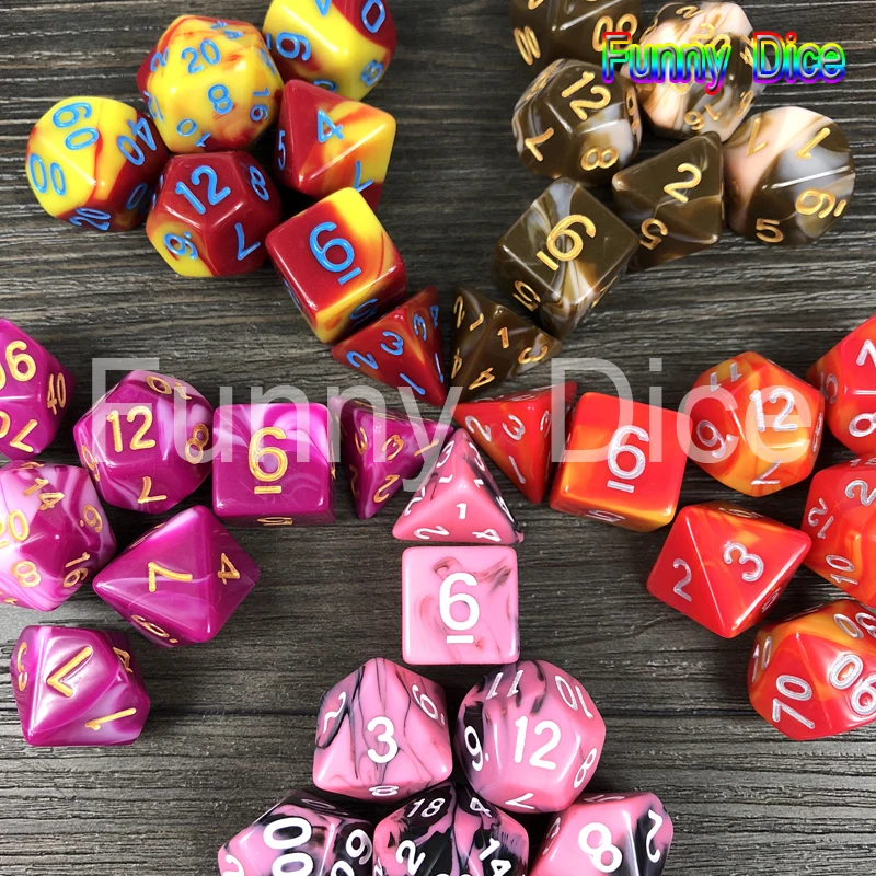 Разноцветные 2 цвета s многогранные кубики 7 игральные кости набор для DnD RPG игр