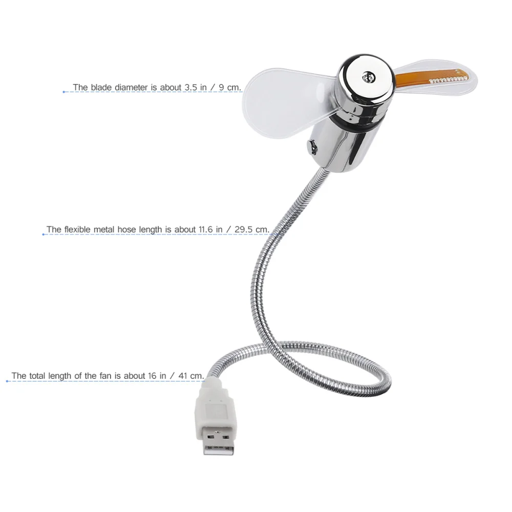 

Flexible Mini USB LED Cooling Flashing Fan Programmable Edit Word for PC Laptop Notebook Desktop (Silver)