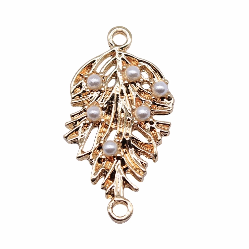 

Tristana 20pcs 25x13mm KC Gold Color Leaves Connector Charms Pendant For Jewelry Making Earring Making Accessories