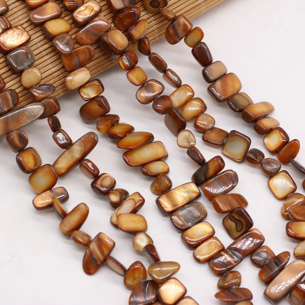 

New Natural Shell Pendant Irregular Rectangular BrownShell Pendant For Making DIY Necklace Accessories Length80cm