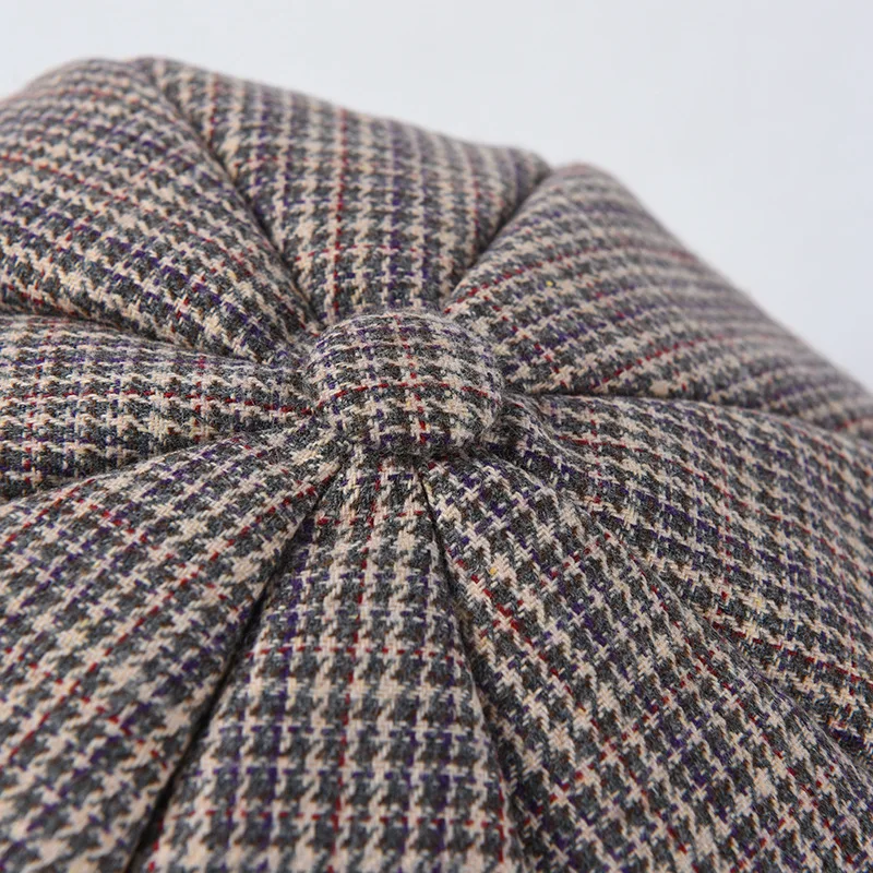 Женская Шерстяная кепка в клетку USPOP винтажная Кепка с восьмиугольным козырьком