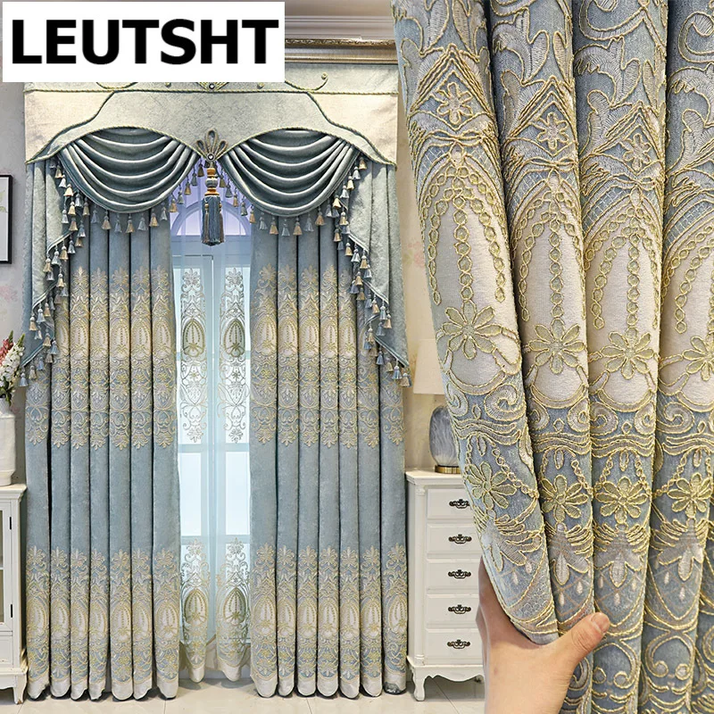 

2021 High-end European Embroidered Curtains for Living Room Atmospheric Floor-to-ceiling Windows, Shading Bedroom Bay Windows