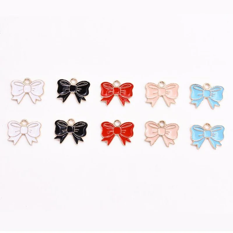 

10 Pieces DIY Jewelry Accessories 13*18mm Mix Fashion Bow-knot Charms Pendant Base Settings Findings Enamel Metal Charms Beads