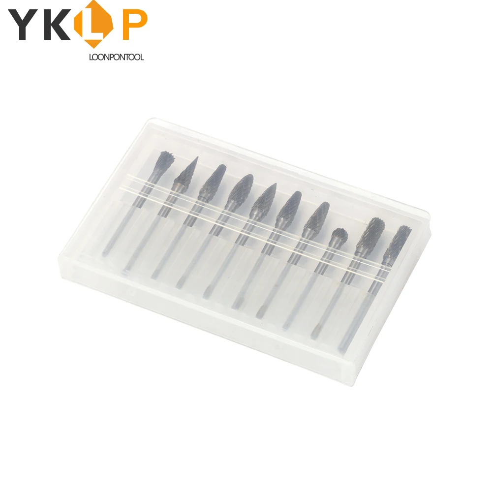 

10Pcs 6MM 1/4" Tungsten Steel Grinding Head Rotary Burrs Drill Bit Set 3MM Shank