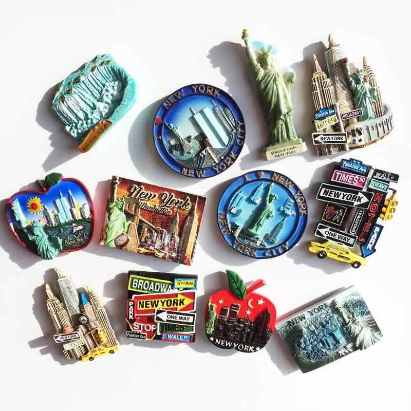 

United States Travel Fridge Magnet Set The Statue of Liberty Broadway Landmark of New York Souvenir Magnet Refrigerator Decor