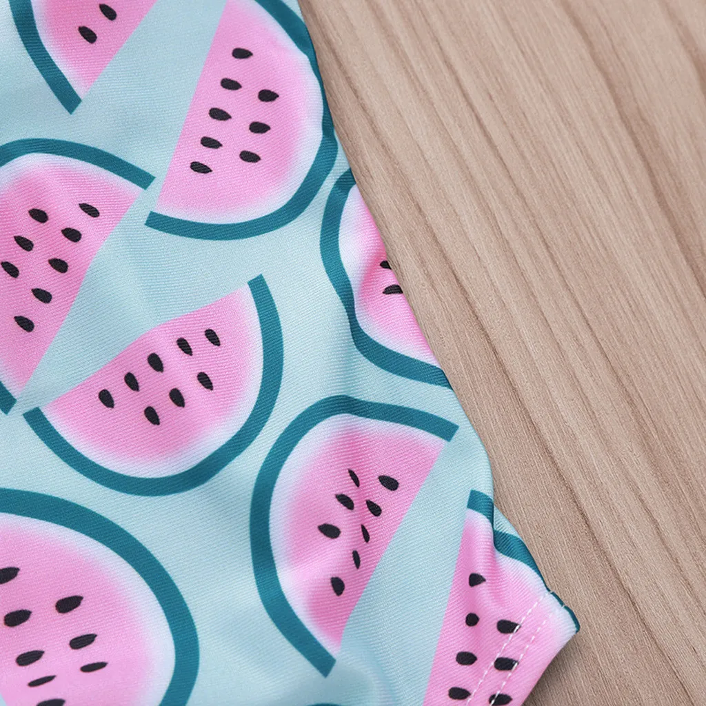 Милое бикини с открытыми плечами для маленьких девочек оборками принтом арбуза