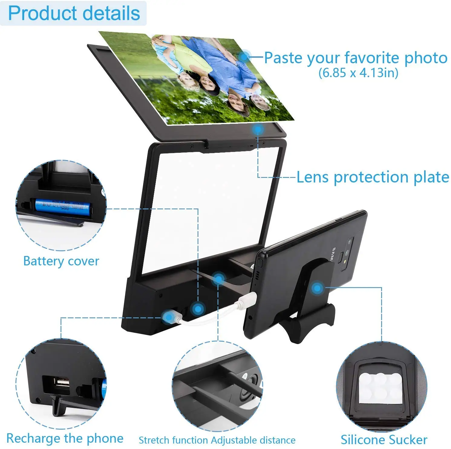 8 дюймовый 3D усилительный экран телефона тонкий складной мобильный телефон