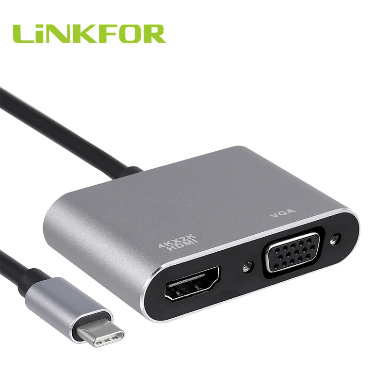 LiNKFOR USB 3 1 type C к Vga Hdmi 4K конвертер UHD порт концентратор Новый usb VGA адаптер для